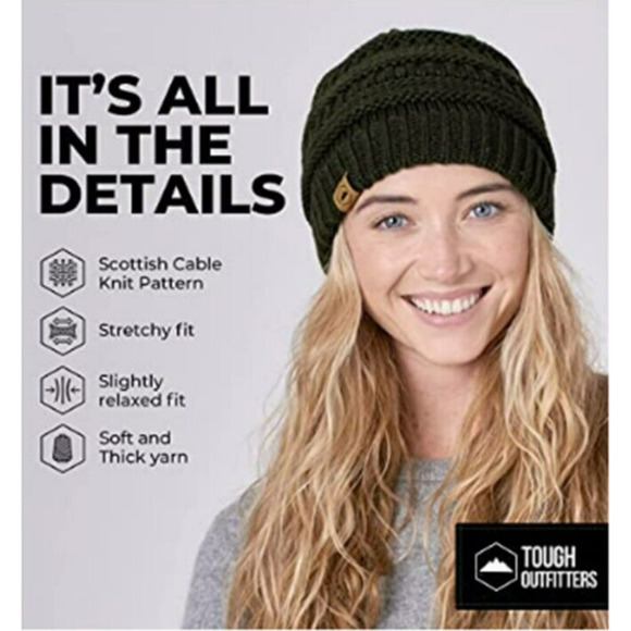 Tough Headwear Womens Beanie Winter Hat - Warm Cute Knitted Cap for Cold Weather - Picture 4 of 9